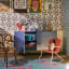 Popstrukt Sugar Cube Media Unit - Pigeon Blue with toys