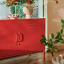 Popstrukt Sugar Cube Media Unit - Red Polka with decorative books and vases