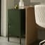 Popstrukt Sugar Cube Side Table - Dark Olive next to a desk