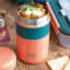 Built Insulated Stainless Steel Food Flask, 473ml - Orange & Teal with food