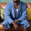 Lifestyle image of Club Classique Denim Blue Unisex Fleece Bathrobe