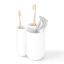 Umbra Touch Toothbrush Holder - White With Toothbrush and Toothpaste 