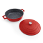 MasterClass Cast Aluminium 4L Shallow Casserole Dish, 28cm - Red angle with lid on the side