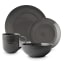 Jenna Clifford Embossed Lines 16 Piece Dinnerware Set - Dark Grey