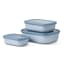 Mepal Cirqula 3 Piece Rectangular Multi Bowl Set, Nordic Blue