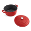 MasterClass Cast Aluminium 4L Casserole Pot, 24cm - Red angle with lid on the side