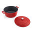 MasterClass Cast Aluminium 5L Casserole Pot, 28cm - Red angle with lid on the side