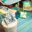 Lifestyle image of FabHabitat Cancun Turquoise Reversible Outdoor Rug