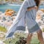 The Cotton Company Dimanta Stripe Turkish Towel - Dark Grey  in use 