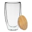 MicroGarden Double Walled Glasses with Bamboo Lid - 450ml lid off