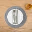 Humble & Mash Round Placemat, Set of 2 - Grey in use 