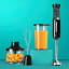 Nutribullet Handheld Immersion Blender - Chopper and 900ml Measuring Jug with veggies in a chopper and blended juice in a measuring jug