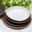 Vista Alegre Gold Stone Stoneware Starter or Dessert Plates, Set of 4 in use 