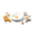 JAN Gold Band Pasta Bowls, Set of 4 in use 
