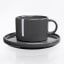 JAN Flat Stackable Tea Cup & Saucer, Set of 4 - Dark Grey product shot 