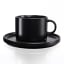 JAN Flat Stackable Tea Cup & Saucer, Set of 4 - Black product shot 