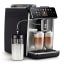 Saeco GranAroma Fully Automatic Espresso Machine - Black side view with coffees