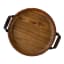 Luuks Kiaat Wooden Tray Bowl with Leather Handles top view