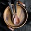 Luuks Kiaat Wooden Tray Bowl with Leather Handles with Wooden Salad Servers with leather detail, Set of 2. Sold separately 