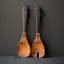 Luuks Kiaat Wooden Salad Servers with leather detail, Set of 2