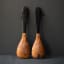 Luuks Kiaat Wooden Salad Servers with leather detail, Set of 2 back view