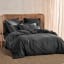 Linen House Elka Bamboo 500 Thread Count Oxford Duvet Cover in Charcoal - Queen Product Image 