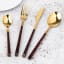 Mikasa Faux-Tortoise Shell Gold Cutlery Set, 16-Piece in use