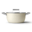 Smeg Non Stick Matt Cream Casserole with Lid - 24cm side view