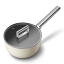 Smeg Non Stick Saucepan with Lid, 20cm - Matt Cream