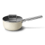 Smeg Non Stick Saucepan with Lid, 20cm - Matt Cream side view