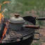 Barebones Enamel Saucepan with Lid in use