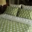 India Ink Green Candelabra Block Printed Duvet Cover - Queen n the bed