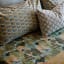 India Ink Aqua Temple Garden Kantha Stitched Throw - Single detail