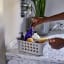 Joseph Joseph EasyStore Medium Bathroom Storage Basket with products in on counter