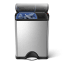 Simplehuman Rectangular Dual Compartment Pedal Bin, 46L with disposed bottles