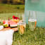 Ngwenya Glass Picnic Champagne Glass, Set of 2 in the ground on the lawn at a park