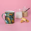 Omada Coffee Mug, 350ml - Leopard with coffee, milk, sugar and cookies