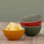 Mason Cash In The Forest Preparation Bowls, Set of 4 on the table with blocks of butter