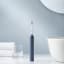 Usmile Sonic Electric Toothbrush Y1S - Navy Blue with face towels next to the basin