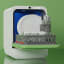 Daan Tech Bob Dishwasher Eco-Compact - Almond Green with dishes