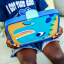 Crunchbox Classic 5 Blue Compartment Lunchbox - Dinosaur opened