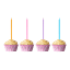 Tala Set of 12 Candles - Pastels on cupcakes