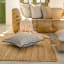 Thread Office Stripe Braided Jute Rug in Caramel, 200cm x 300cm with cushions