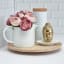 Trendz Of Today Flat Bamboo Lazy Susan with a flower pot
