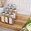 Trendz Of Today 3-Tier Bamboo Spice Rack with spices on the kitchen counter