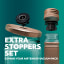 Airtender Extra Stoppers Blister Pack, Pack of 6 - Black in use with bottle and glass jar