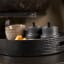 La Porte Blanche Croc-Embossed Black Leather Serving Tray detail on the table