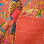 India Ink Red Bird of Paradise Kantha Stitched Throw - Double detail