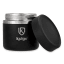 Kulgo Food Flask, 600ml - Black Front View with the lid on the side 