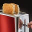 Russell Hobbs Luna 2-Slice Toaster - Solar Red with toasted bread